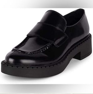 Jeffrey Campbell Librarian Vamp Moc-Toe Classic Penny Loafer Black Box Leather